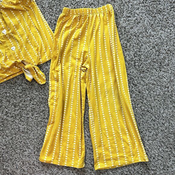 Lily Bleu Girls Sz 6 2 Piece Pants Set Yellow Heart Stretchy - Picture 3 of 14